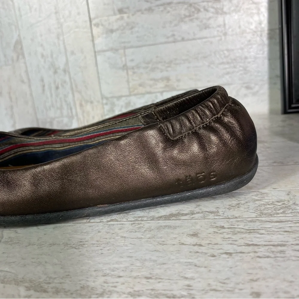 Taos Bronze Ballet Flats Shoes Repleat Gathered Toe size 6 (A1341-1705)‎ EUC #3